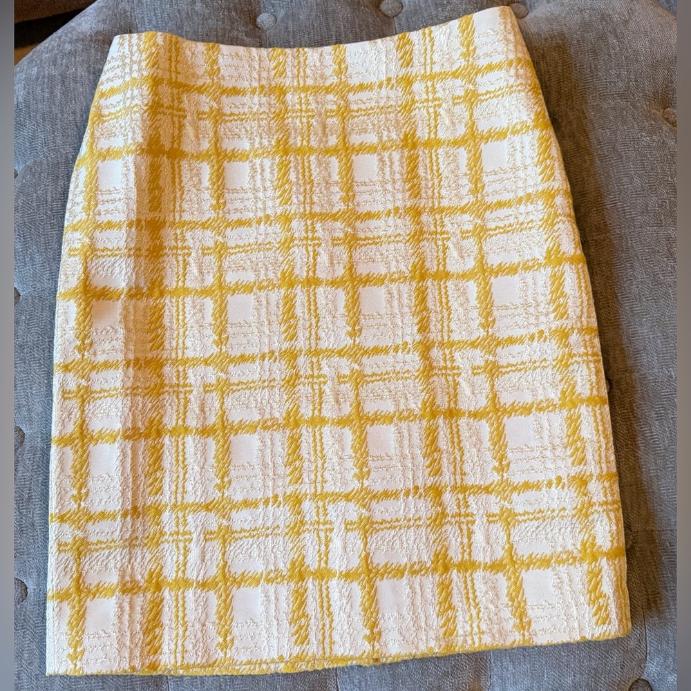 Talbots Petites Gold and Cream Plaid Skirt 4P